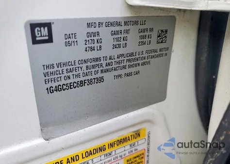 2011 Buick Lacrosse Cxl из США, поврежденный, VIN 1G4GC5EC6BF387395